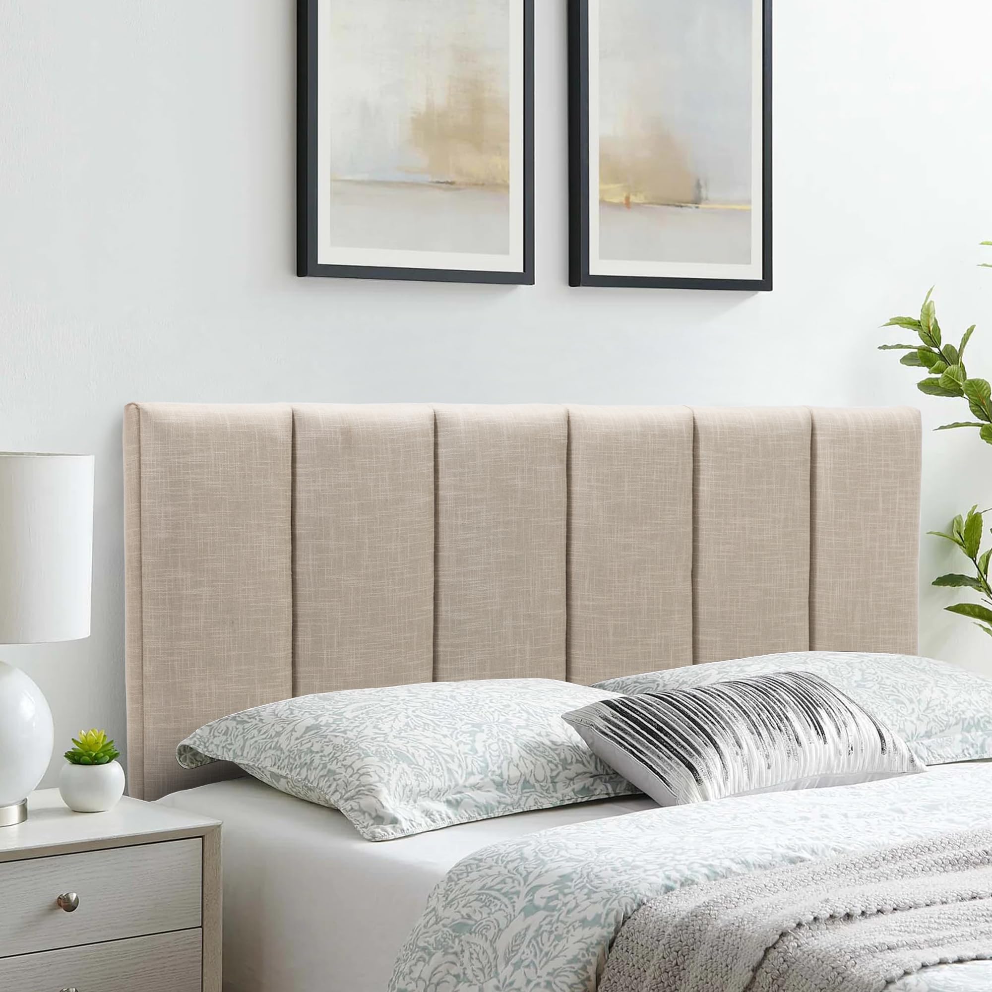 HAOBO Home Upholstered Headboards Foldable Queen/Full Linen Panels with Height Adjustments