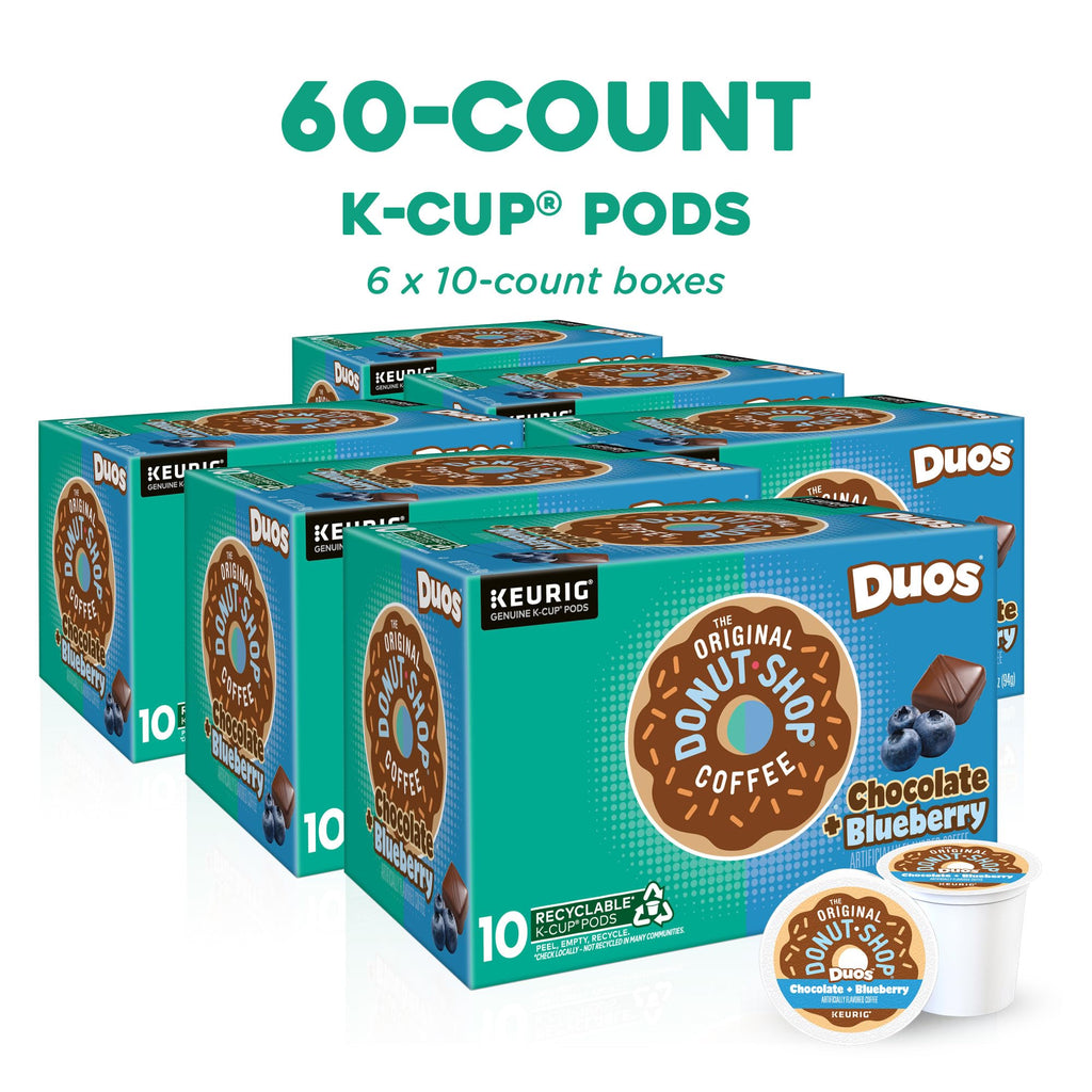 The Original Donut Shop Duos Coconut + Mocha Coffee, Keurig Single Serve K-Cup Pods, Medium Roast Coffee, 60 Count, (6 Packs of 10)