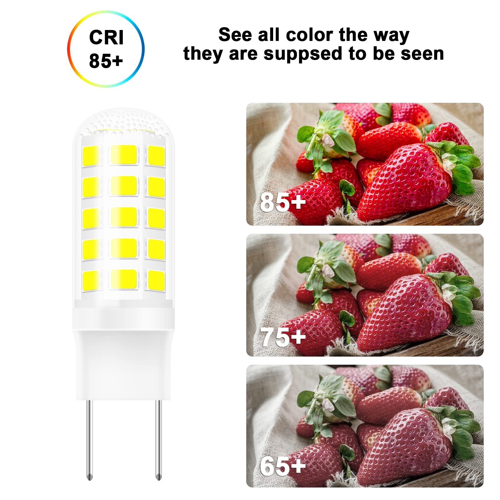 G8 LED Bulb 3W, WB25X10019 Halogen Bulb 20W Replacement for GE Microwave Oven Light, T4 JCD Type G8 Bi-Pin Base, 120 Volt, Daylight White 6000K, 2-Pack