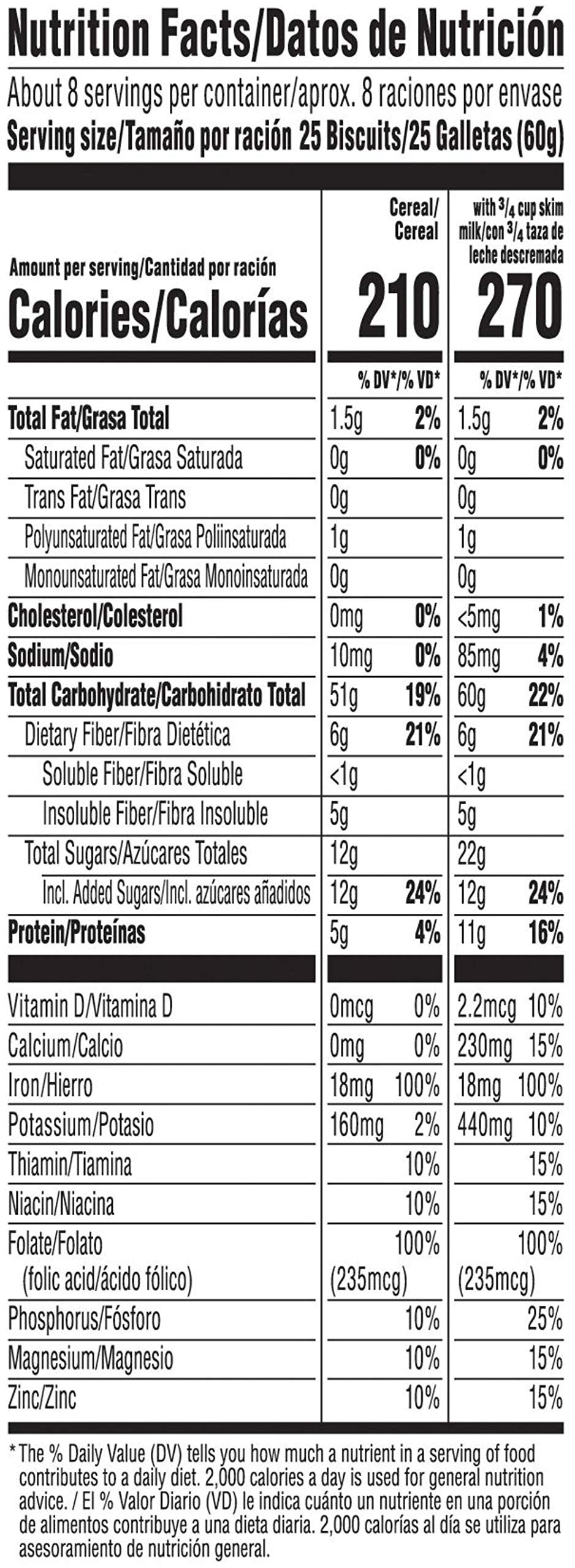 Kellogg's Frosted Mini-Wheats Cold Breakfast Cereal, High-Fiber, Whole Grain, Family Size, Original, 24oz Box (1 Box)