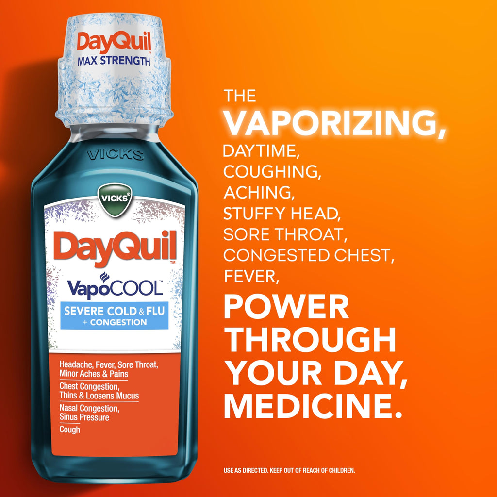 Vicks DayQuil & NyQuil SEVERE Cold & Flu Medicine, Relief for Headache, Fever, Sore Throat, Minor Aches & Pains, Nasal Congestion, Sinus Pressure, Stuffy Nose, and Cough, Co-Pack, 2 x 12 OZ