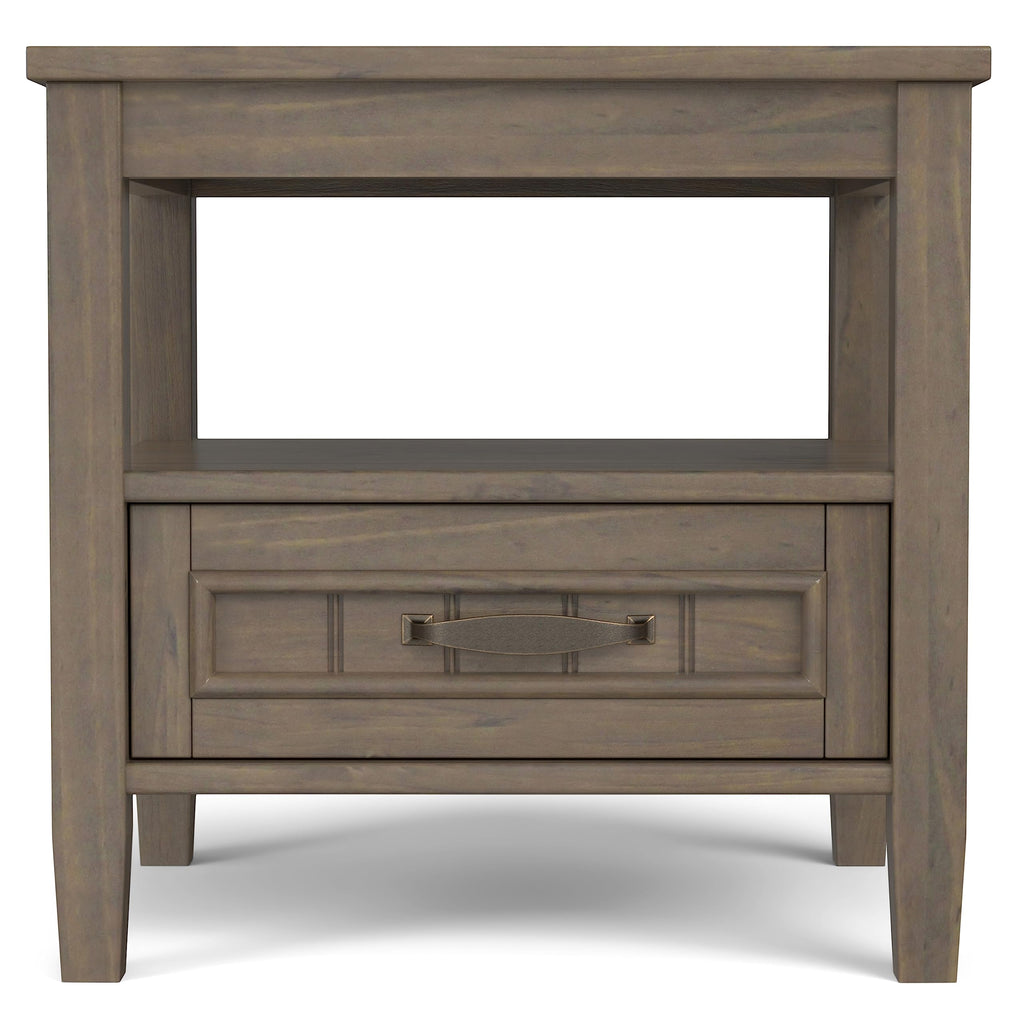 SIMPLIHOME Warm Shaker Coffee Table - 48 inch Wide Solid Wood Coffee Table in Black, Transitional Living Room Table with 2 Drawers, Open Shelf, Shaker Fronts and Tapered Legs