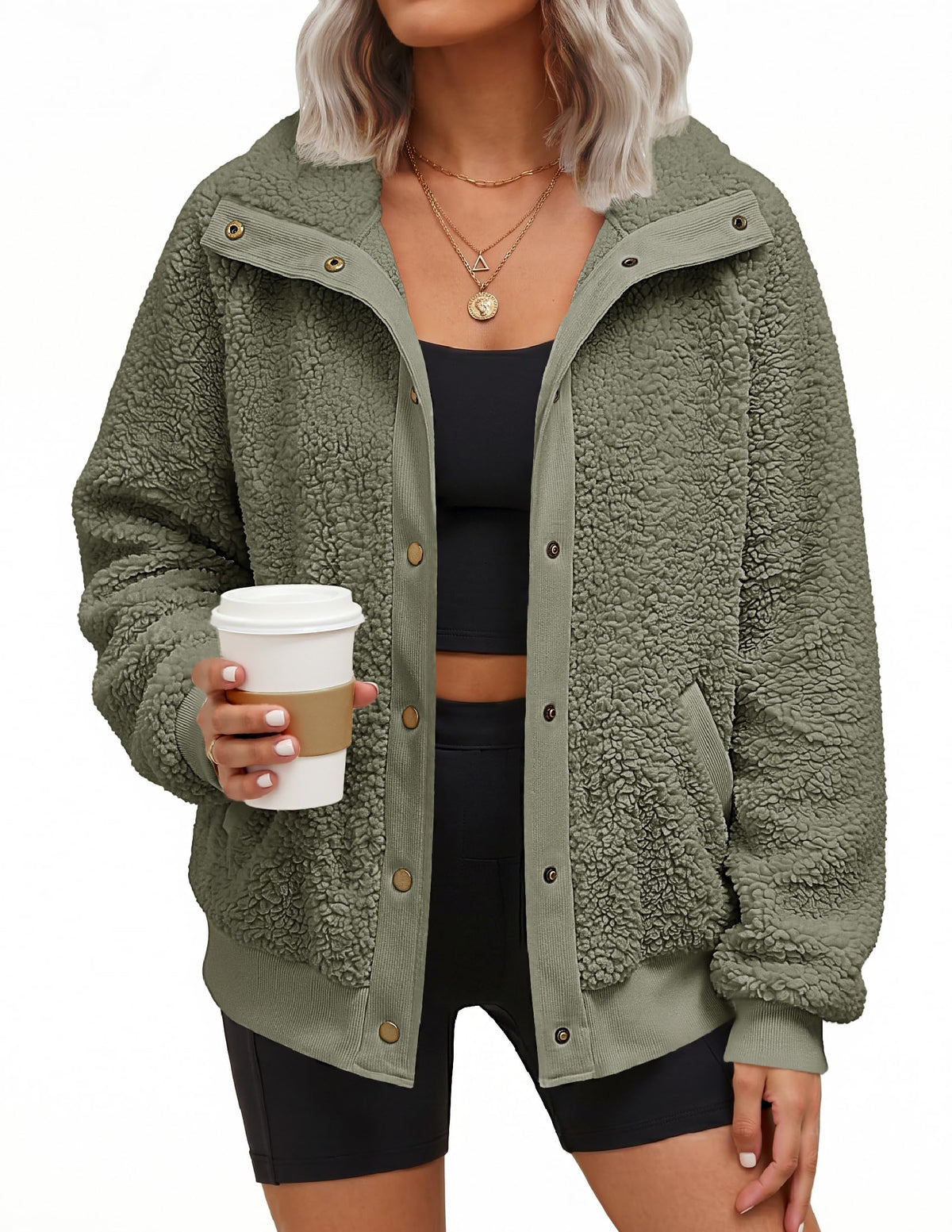 MEROKEETY Womens Sherpa Fleece Jacket 2026 Fall Casual Fuzzy Winter Coats