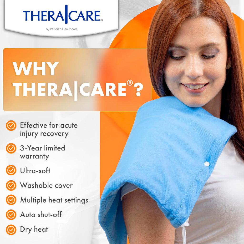 TheraCare Electric Heating Pad | Dry Heat Therapy | 4 Adjustable Heat Settings | 12" x 15" | Comfortable, Soft & Durable