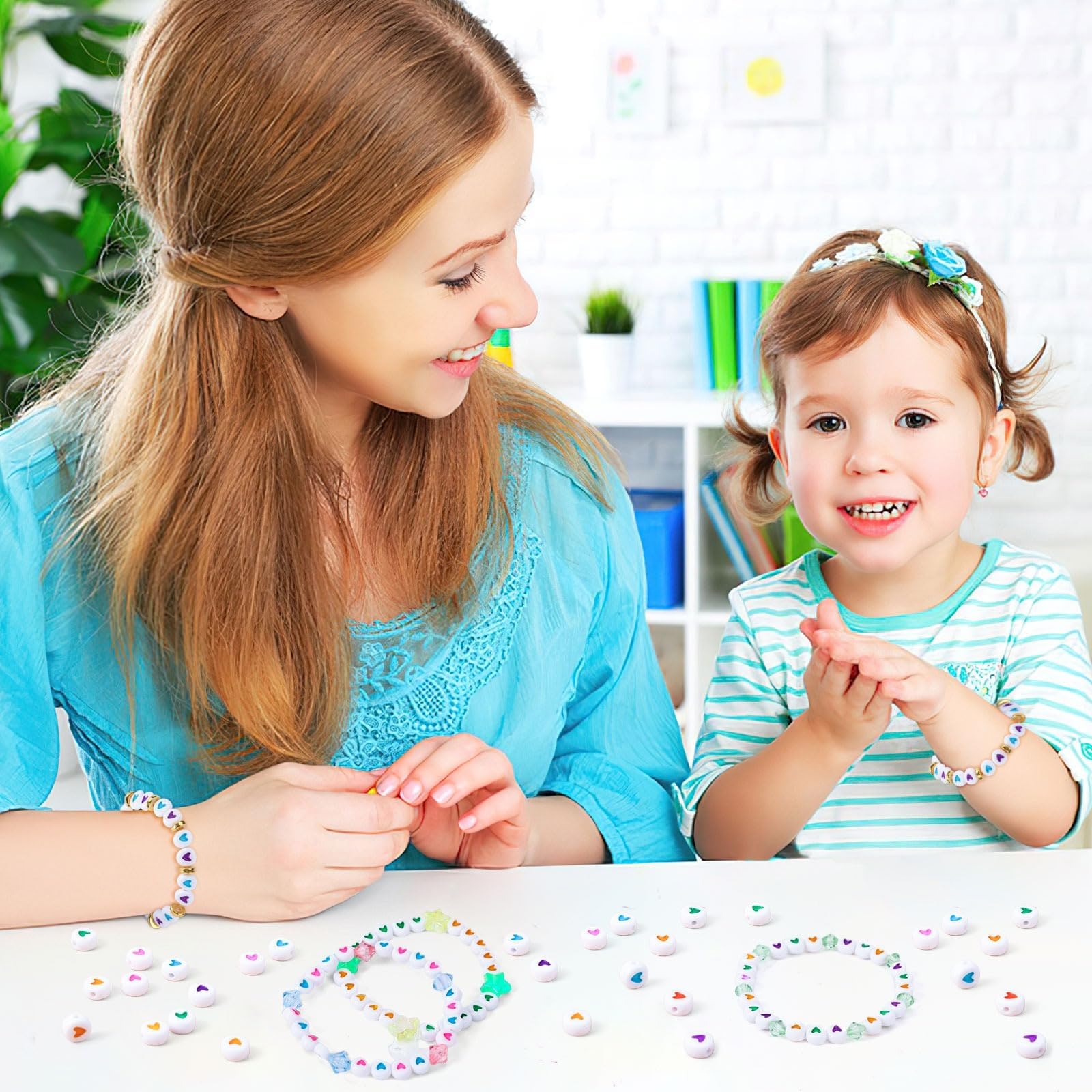 Augshy 700PCS White Letter Beads Alphabet Beads for Making DIY (6mm) | Premium Acrylic Cube Shape, Ideal Bracelets and Keychains, Large Hole Design for Easy Paracord Threading
