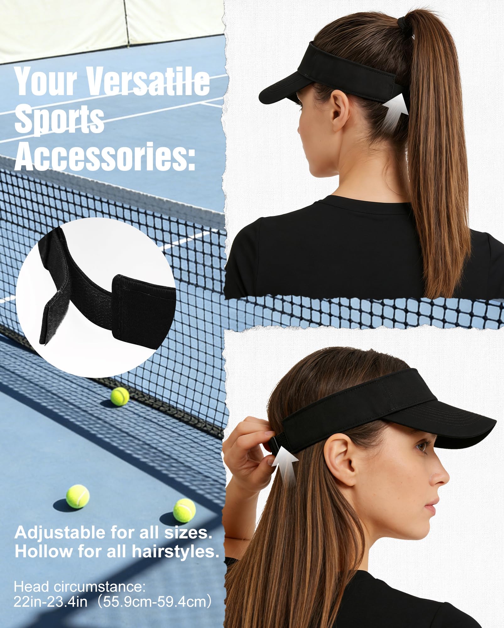 Zando 3.2" Structured Brim Sun Visor Hats for Women, Quick-Dry Lightweight Sports Visor for Golf, Tennis, Pickleball