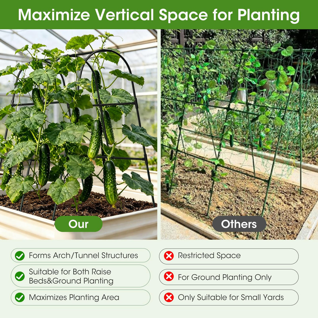 Cucumber Trellis for Raised Bed,U-Shape Garden Trellis for Climbing Plants Outdoor, Metal Arch Vegetables Trellis, Plant Support for Vine (Green, 31.5" Lx21.6 Wx47.2 H-Small)