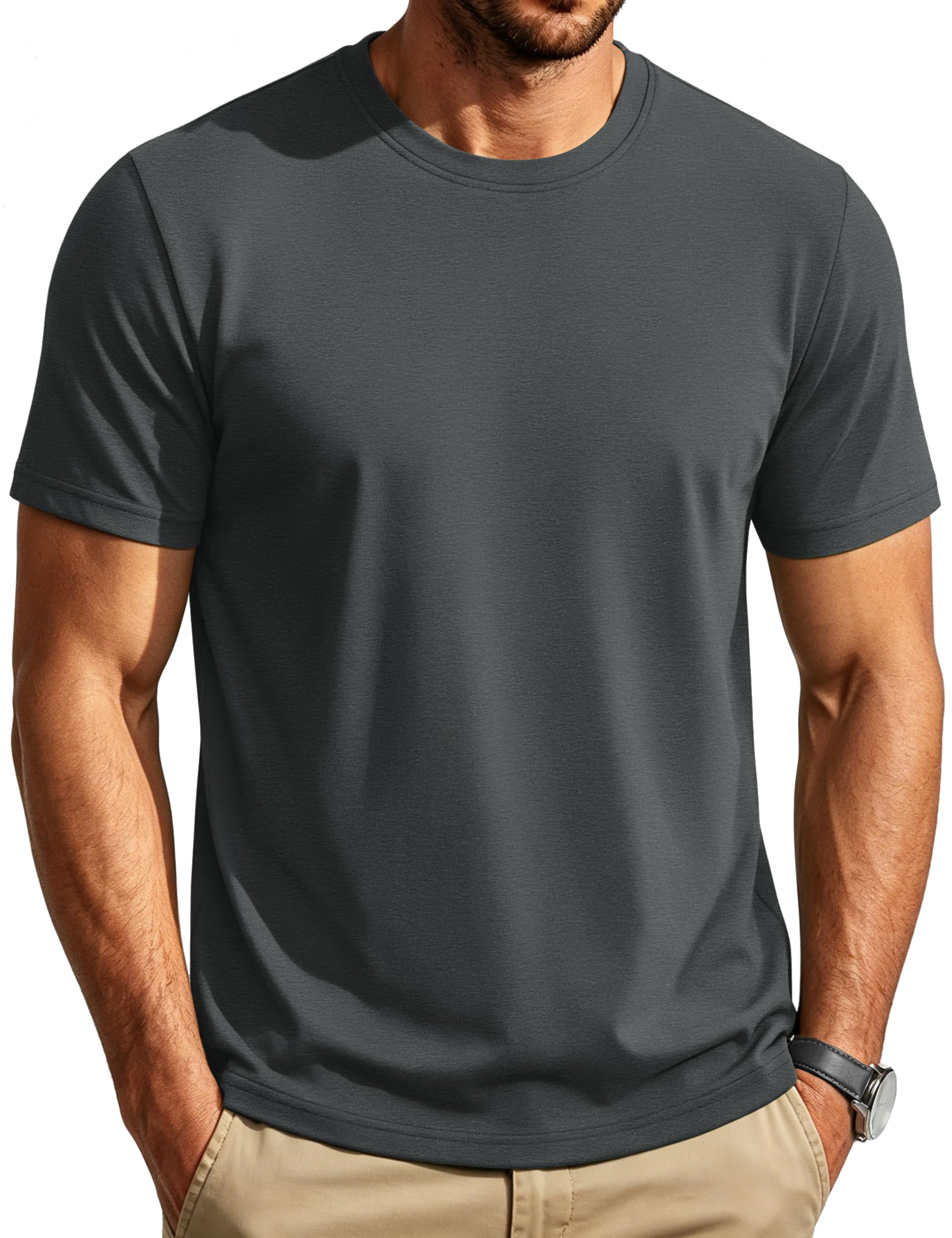 Cotrasen Mens T-Shirts Short Sleeve Cotton Crew Neck Lightweight Moisture Wicking Casual Soft Basic Plain Tee Shirts
