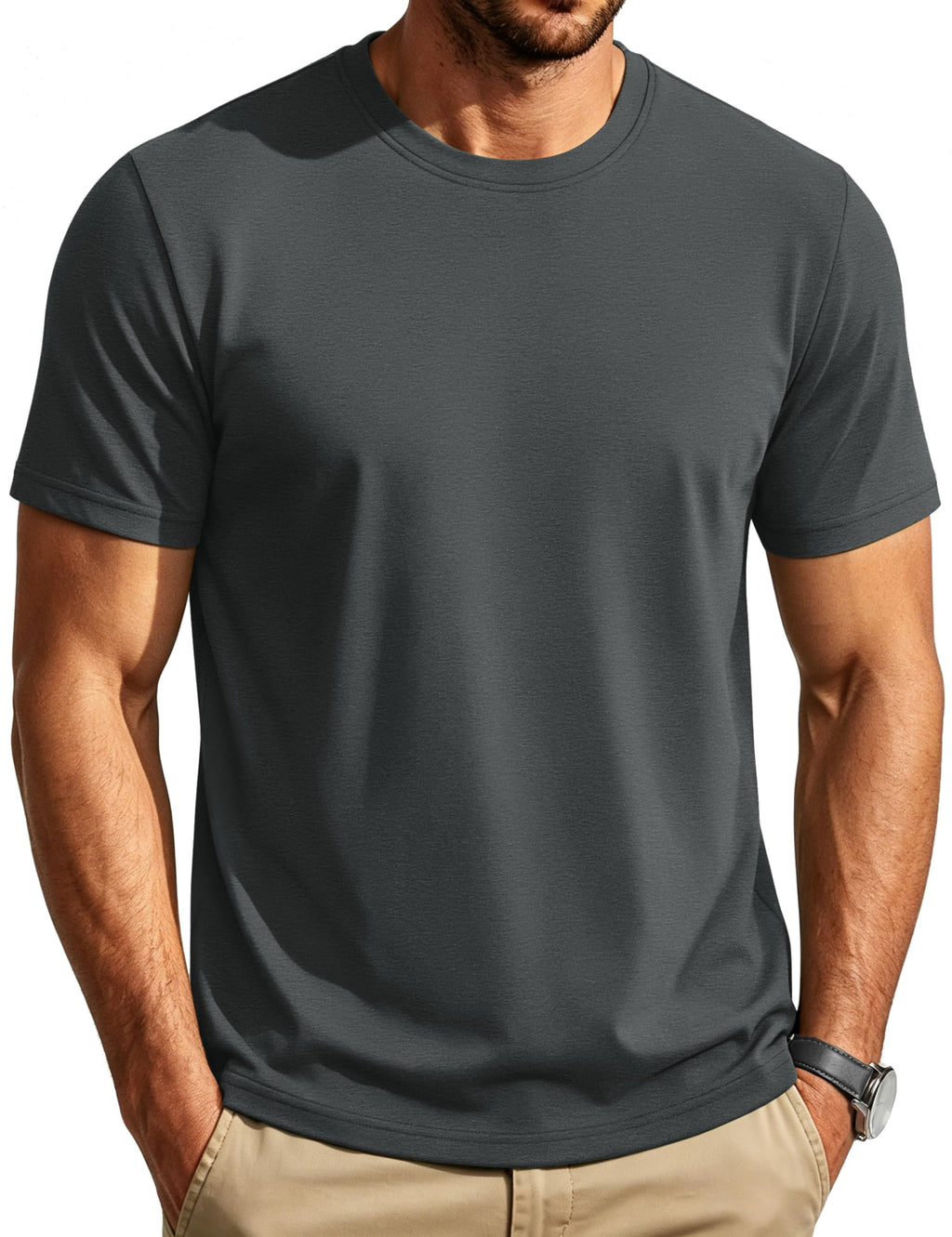 Cotrasen Mens T-Shirts Short Sleeve Cotton Crew Neck Lightweight Moisture Wicking Casual Soft Basic Plain Tee Shirts