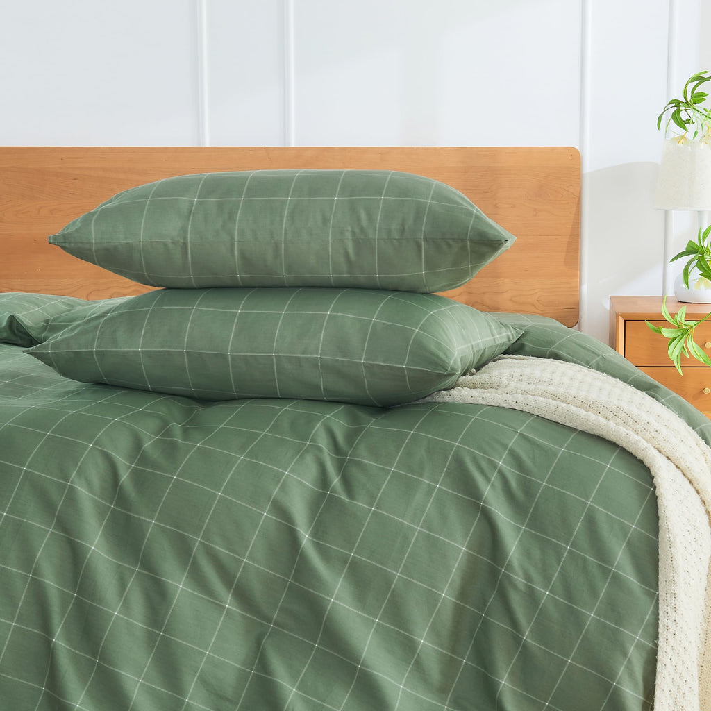 JELLYMONI Cotton Striped Pillowcases Set of 2, Sage Green, Standard | Soft breathable feel, Envelope closure, 400TC cotton, Machine washable, Gentle on skin