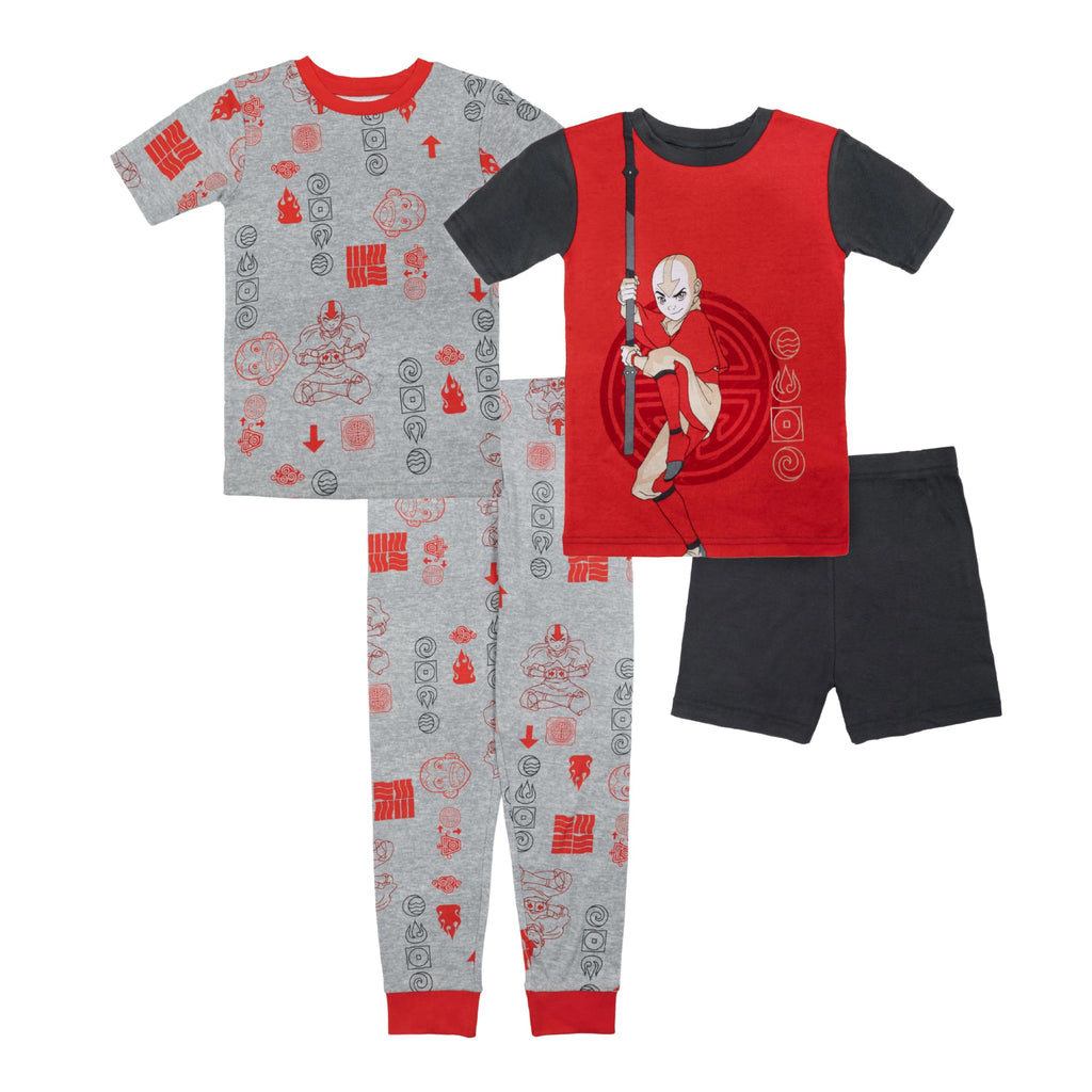 Nickelodeon Boys' 4-piece Snug-fit Cotton Short-Sleeve Matching Pajama Set, Soft & Cute for Kids