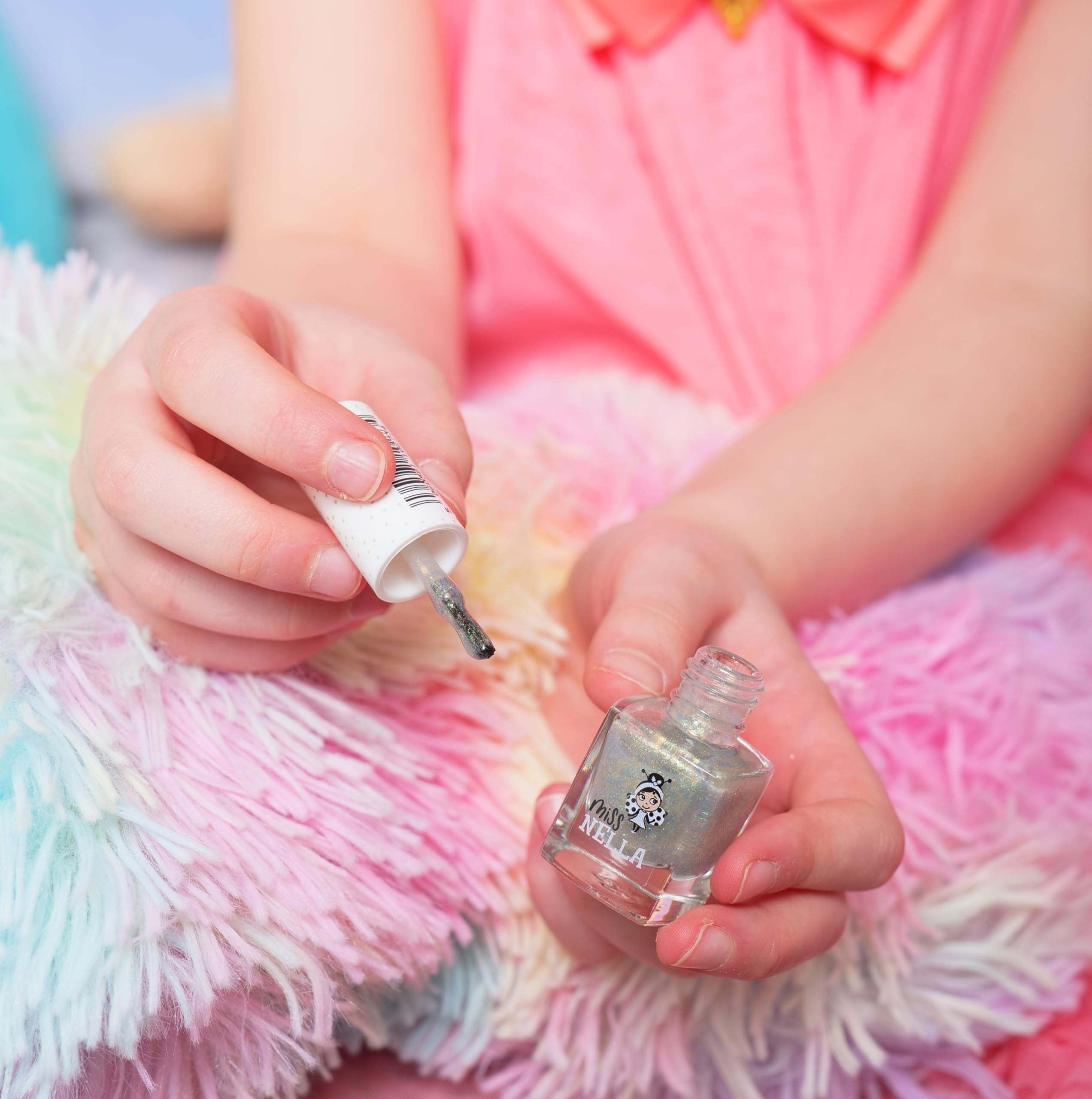 MISS NELLA ABRACADABRA – Safe Special sparkly pink Nail Polish for Kids, Non-Toxic & Odor Free Formula for Children and Toddlers, Natural Water Based for Easy Peel Off (Abracadabra)