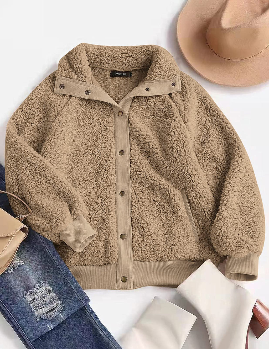 MEROKEETY Womens Fleece Sherpa Jacket Fall Winter Coats 2026 Fuzzy Button Down Warm Outerwear with Pockets