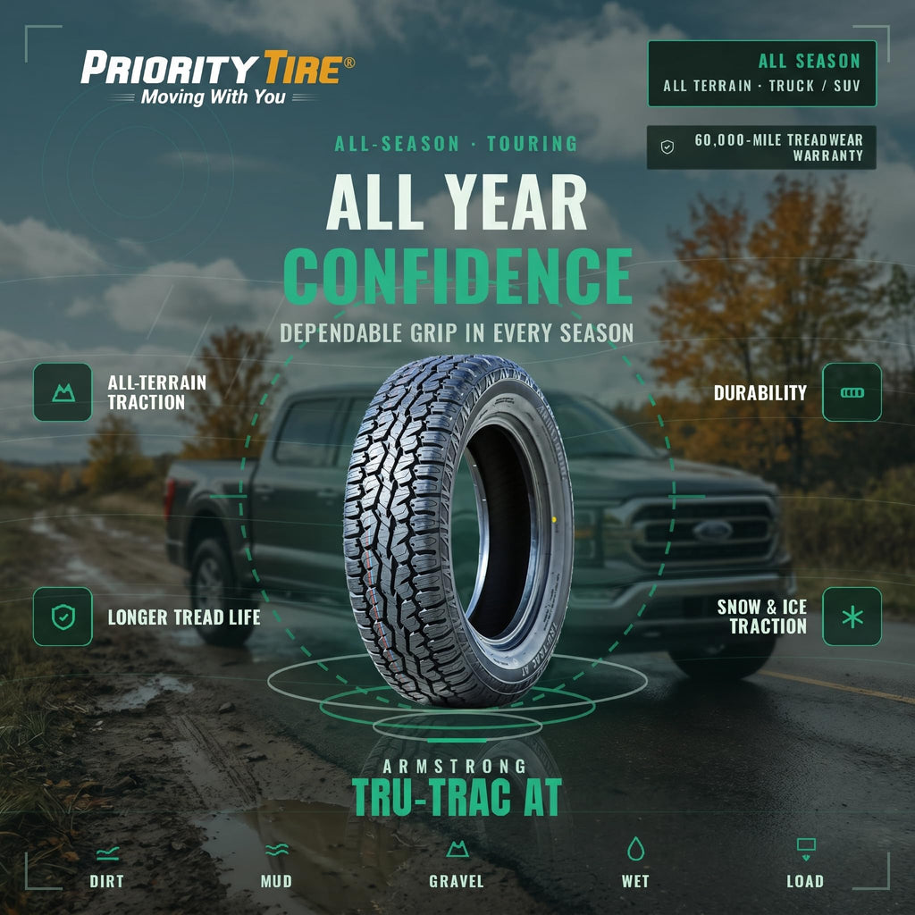 Armstrong Tru-Trac AT A/T All-Terrain Off-Road Light Truck Radial Tire-31X10.50R15LT 31X10.50X15 31X10.50-15 109s Load Range C LRC 6-Ply BSW Black Side Wall