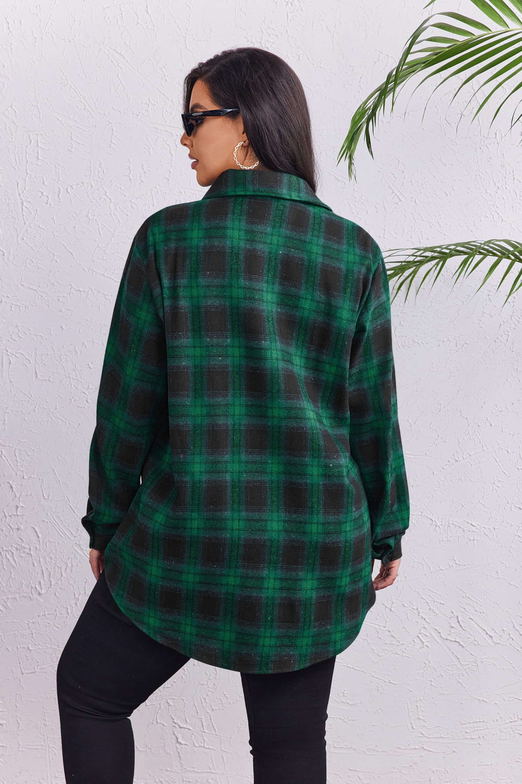 Zeagoo Womens Plus Size Flannel Shirts Plaid Shirts Long Sleeves Casual Button Down Collared Shacket Tops