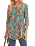 BAISHENGGT Womens Tops 3/4 Sleeve Round Neck Casual Tunic Tops Fall Fashion 2025 Dressy Casual Blouses