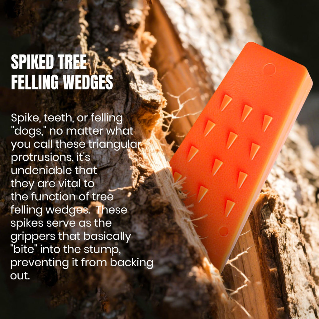 AR-PRO 6 Pack Tree Felling Wedges with Spikes for Safe Tree Cutting – 5.5” Wedges with Storage Bag; 6 Felling Dogs to Guide Trees Stabilize and Safely to Ground for Loggers and Fallers