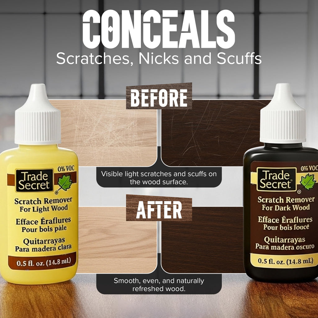 Trade Secret Scratch Concealer for Dark Wood Furniture & Floors – Dark Brown Shade Stain Covers Nicks, Scuffs, Dog & Cat Scratches, Minor Defects – Real Wood Only