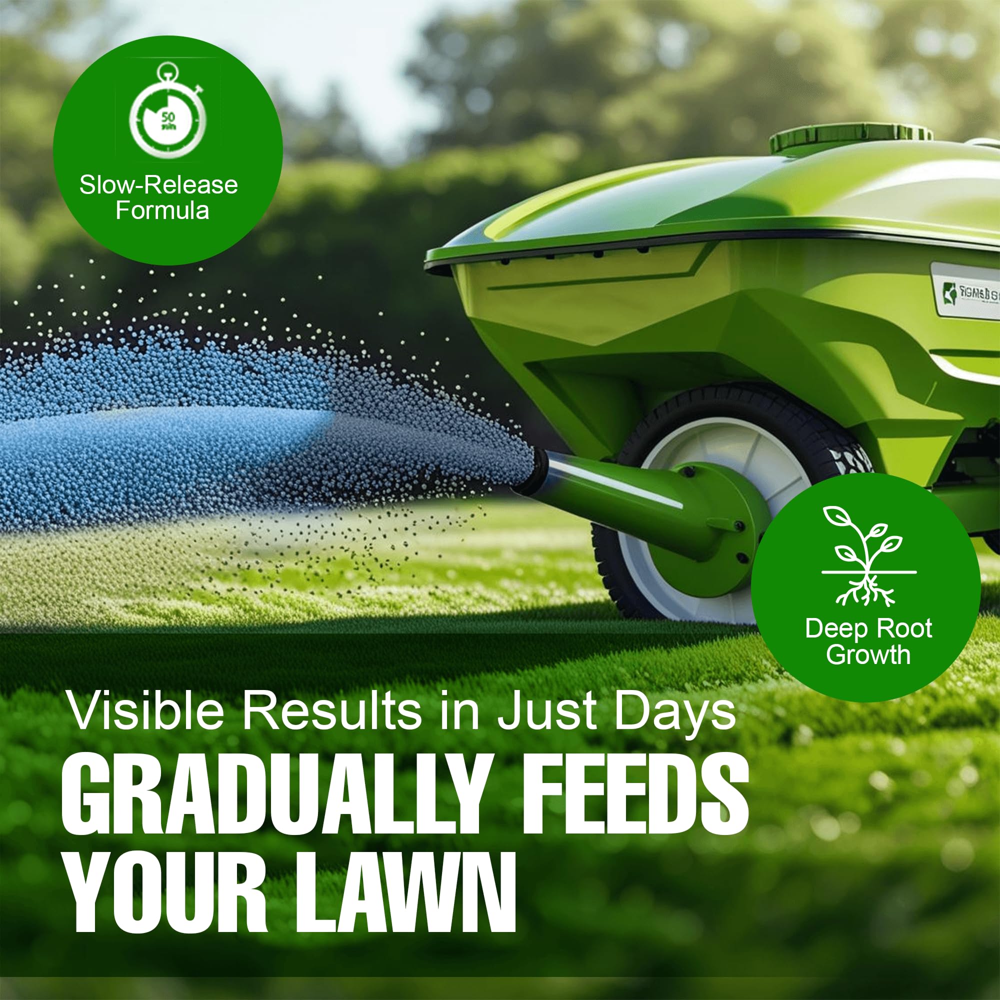 Slow Release Lawn Fertilizer 25-5-10 NPK - 65% Granular Nitrogen Formula for Deep Feeding up to 110 Days - 10kg (22lbs) Bag - Kid & Pet Safe Lawn Care for Lush Green Grass