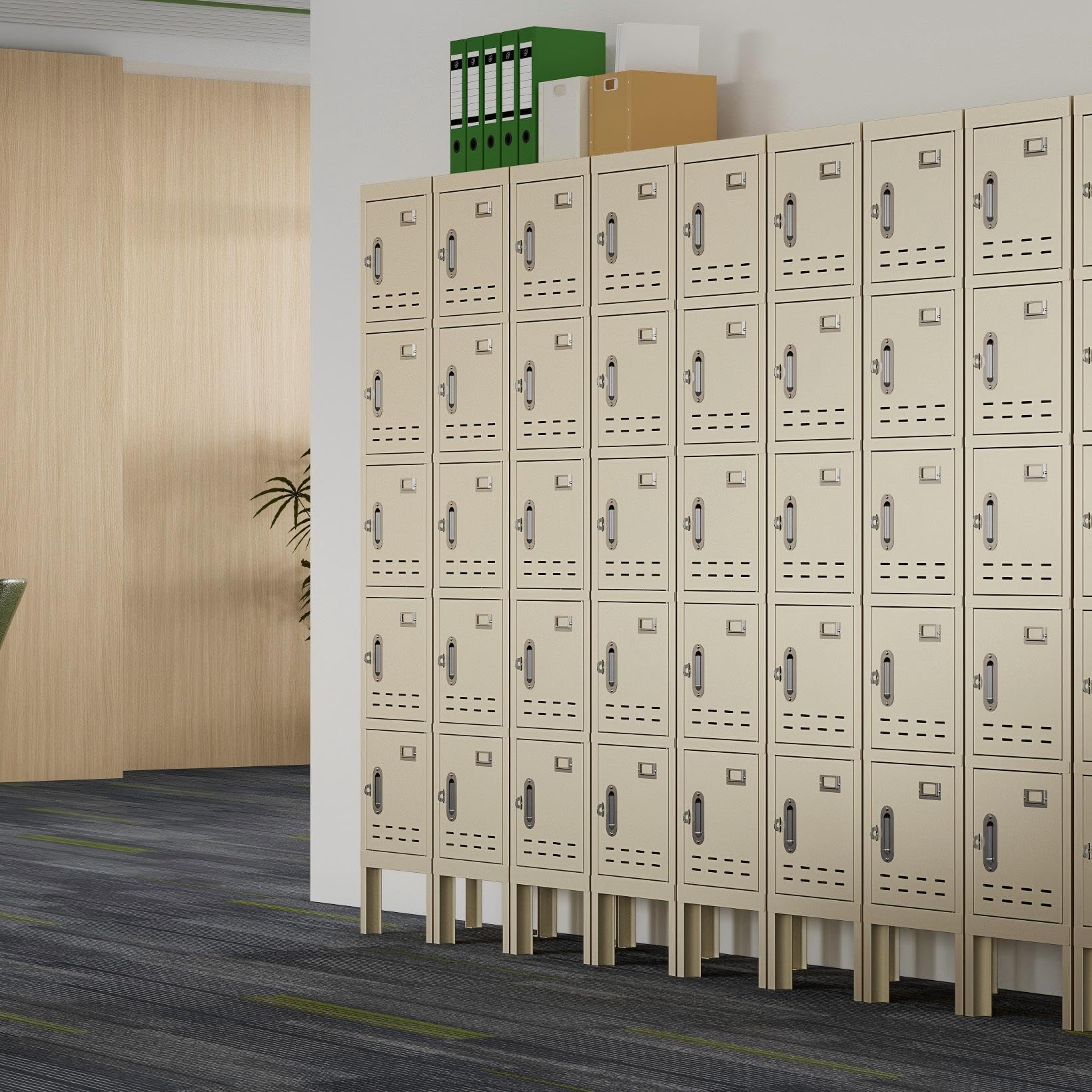 Lockers,Metal Locker, (Beige, 1 Door - (66.15" H x 11.8" W x 11.8" D))