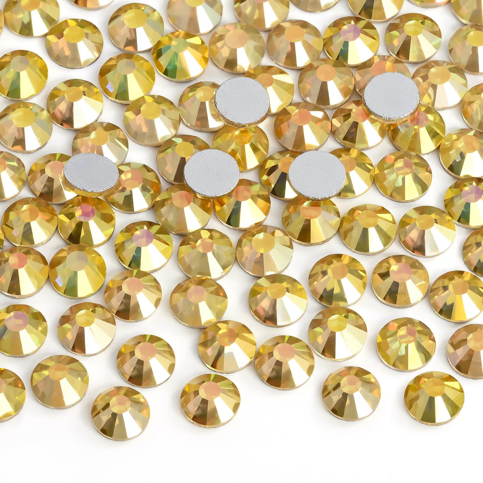 2880 Pieces Flatback Rhinestones Glue Fix Crystal Glass Diamantes Gems for Crafting Nail Art Crafts Decorations Clothes Shoes 1.4 mm (ss3, Amber)