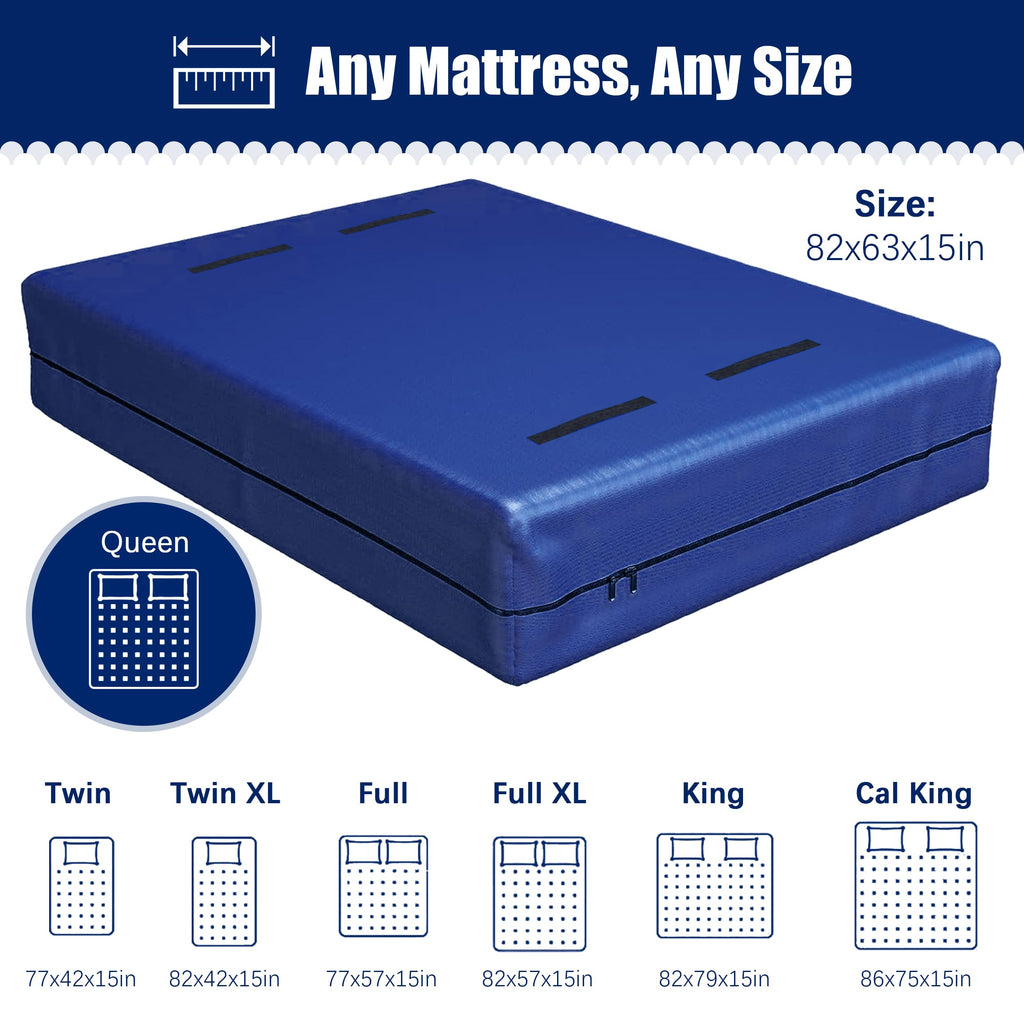 Cosy Family Mattress Bags for Moving with 8 Handles - 170GSM Extra-Thick Mattress Bag for Moving Supplies - Reusable Mattress Cover Protector Storage with Zipper - Queen Size - Blue (Pack of 2)