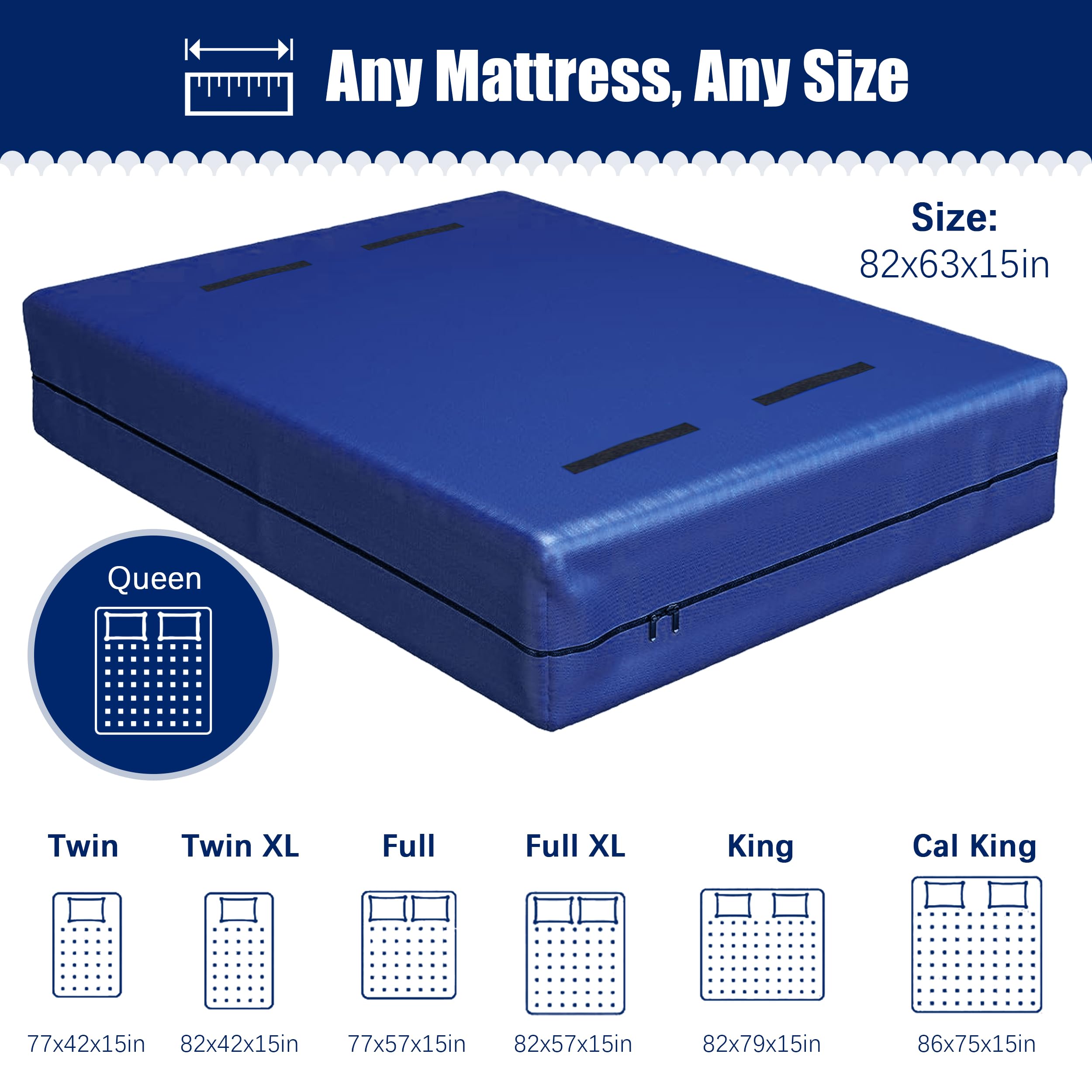 Cosy Family Mattress Bags for Moving with 8 Handles - 170GSM Extra-Thick Mattress Bag for Moving Supplies - Reusable Mattress Cover Protector Storage with Zipper - Queen Size - Blue (Pack of 2)