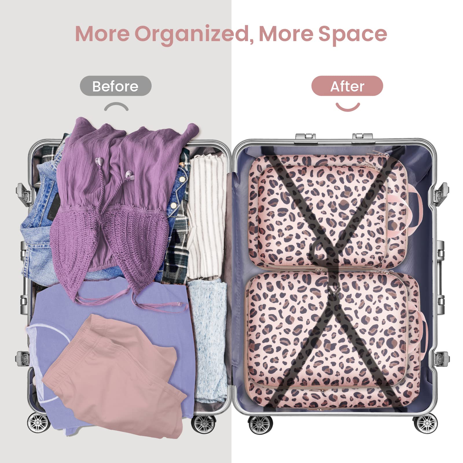 Cambond Compression Packing Cubes for Travel - Lightweight Expandable Travel Bags Luggage Organizers Travel Essentials Compression Cubes for Travel Space Saver for Carry on Suitcases Organizer