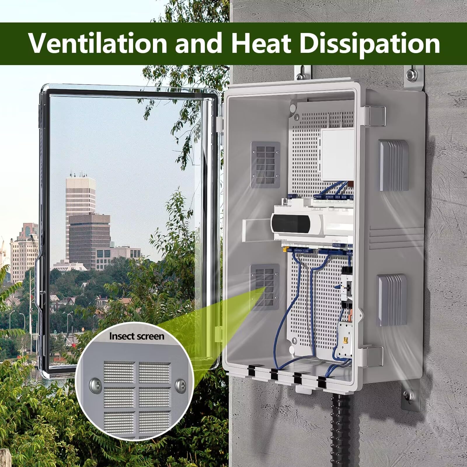 ABS Electrical Junction Box, Ventilated Design, Cable Grommets, IP65 Waterproof Enclosure, Indoor/Outdoor Use with Mounting Panel. (Clear Cover, 8.7"x6.7"x4.3")
