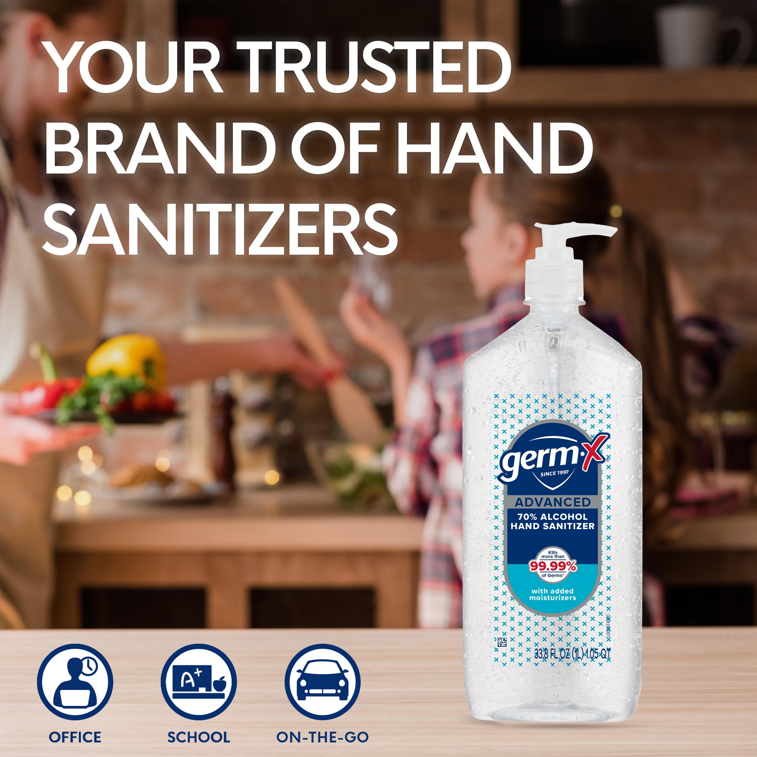 Germ-X Advanced Hand Sanitizer, 2 Fl Oz (Pack of 6), Less Drying Moisturizing Clear Gel, No Rinse Formula, Mini Travel Size for On-The-Go