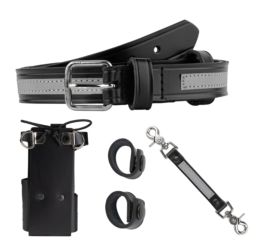 Perfect Fit firefighter radio strap and holder leather Bundle Set Includes radio holster, strap, sway strap, cord keepers