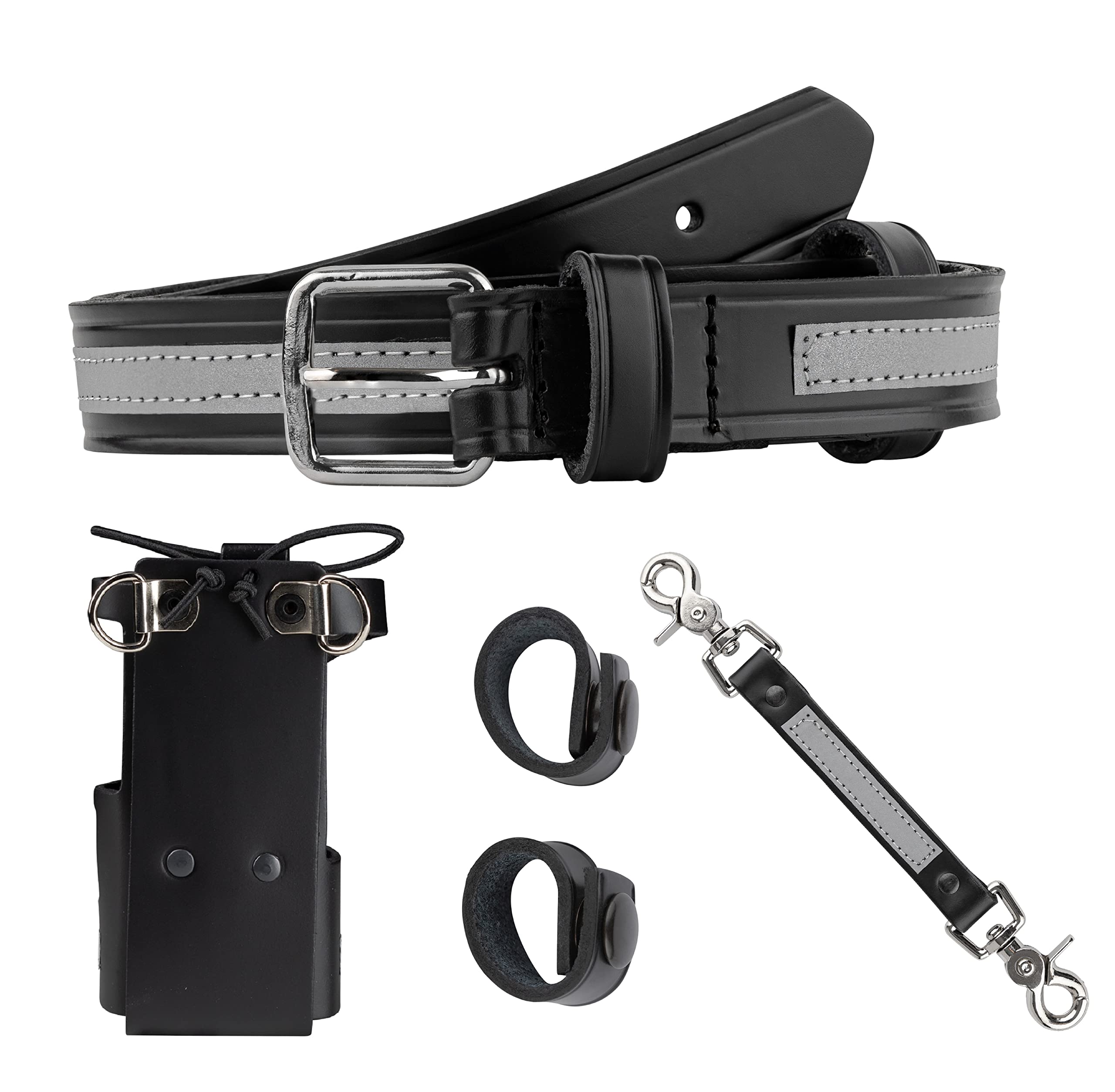 Perfect Fit firefighter radio strap and holder leather Bundle Set Includes radio holster, strap, sway strap, cord keepers