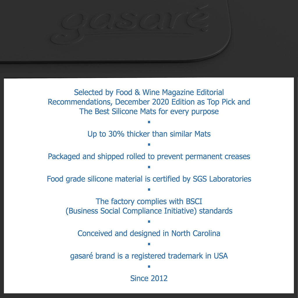 GASARE, Set of 2, Extra Large, Thick, Silicone Mats for Kitchen Counter, Heat Resistant Mats, Countertop Protector, Non-Slip, Easy to Clean, 25 x 17 Inches x 1.4mm, Black