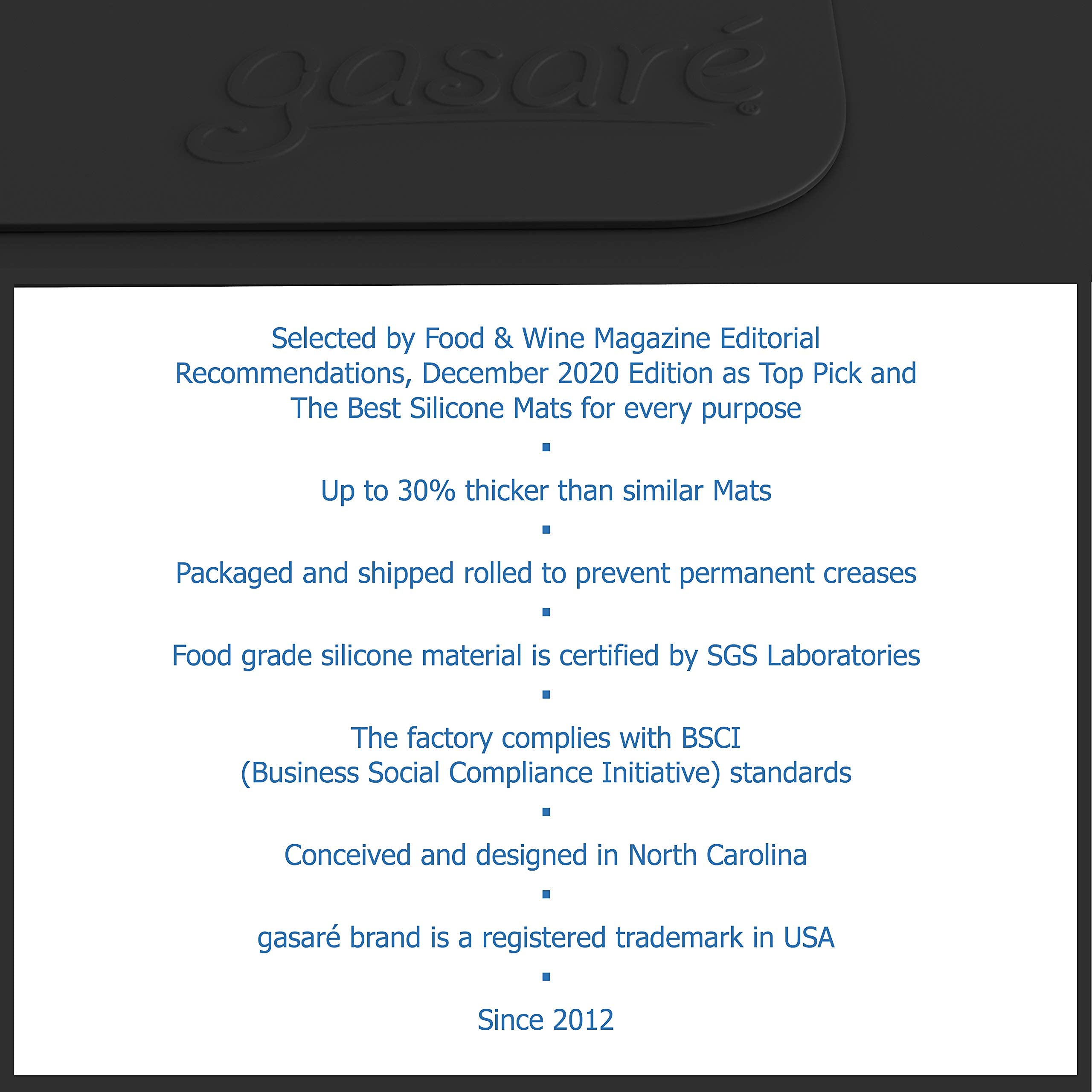 GASARE, Set of 2, Extra Large, Thick, Silicone Mats for Kitchen Counter, Heat Resistant Mats, Countertop Protector, Non-Slip, Easy to Clean, 25 x 17 Inches x 1.4mm, Black