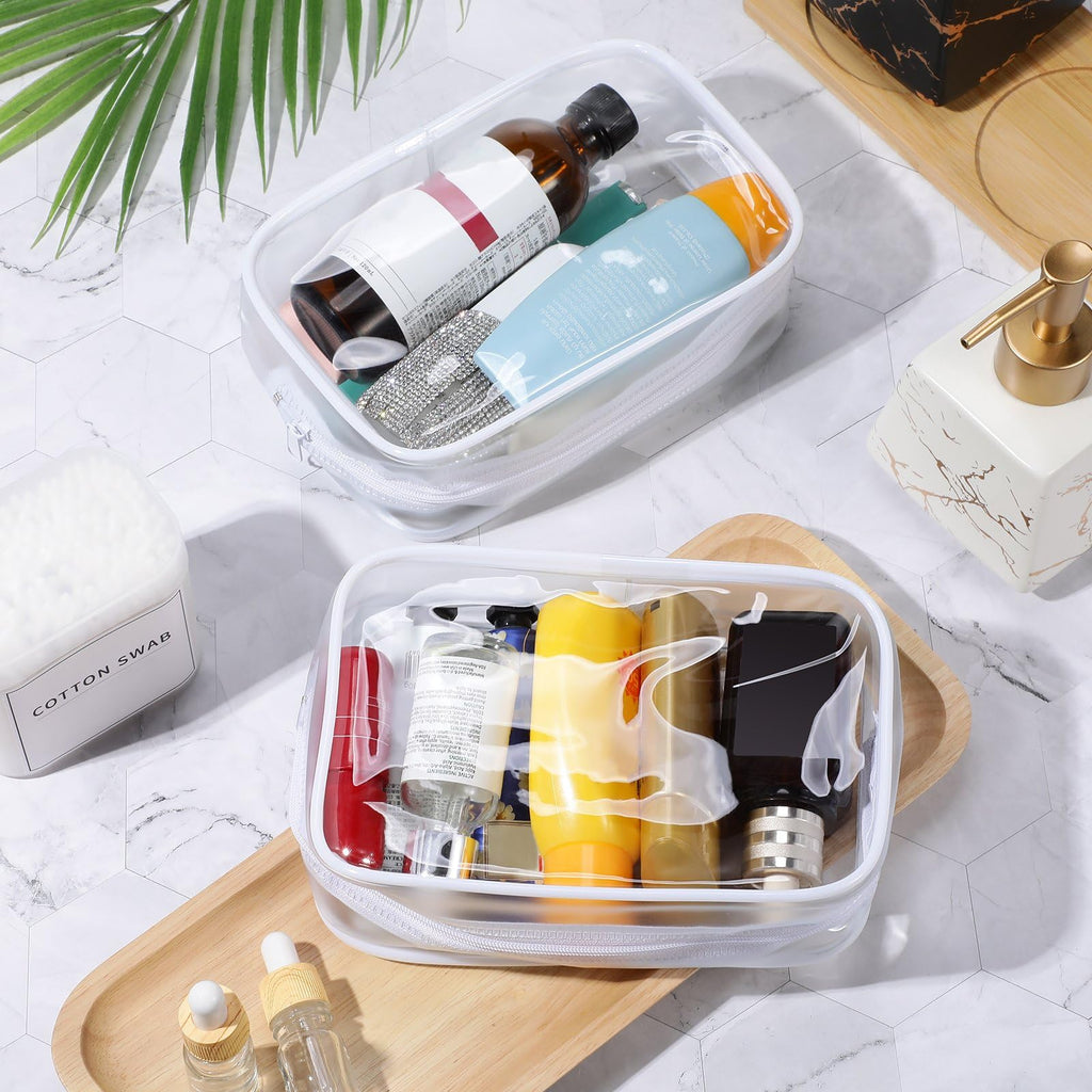 Weewooday 12 Pieces Clear Makeup Bags Cosmetic Storage Bags PVC Zipper Pouches Travel Waterproof Makeup Plastic Case for Women Organizing Toiletries Traveling Bathroom(Medium,Black)