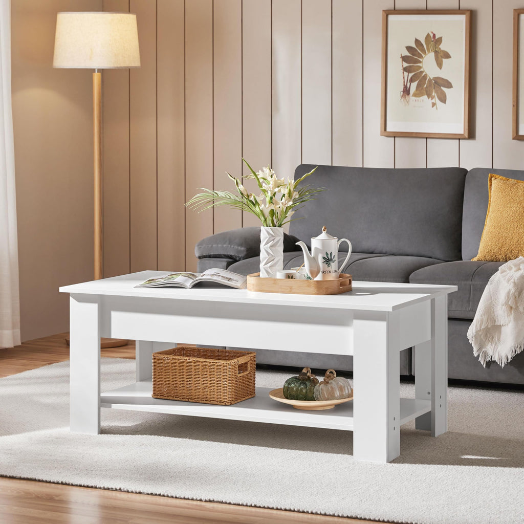 Yaheetech Wooden Coffee Table, Lift Top Coffee Table with Large Hidden Storage Shelf, Lift Tabletop Dining Tables for Living Room, Home Small Space, 38.6in, Black