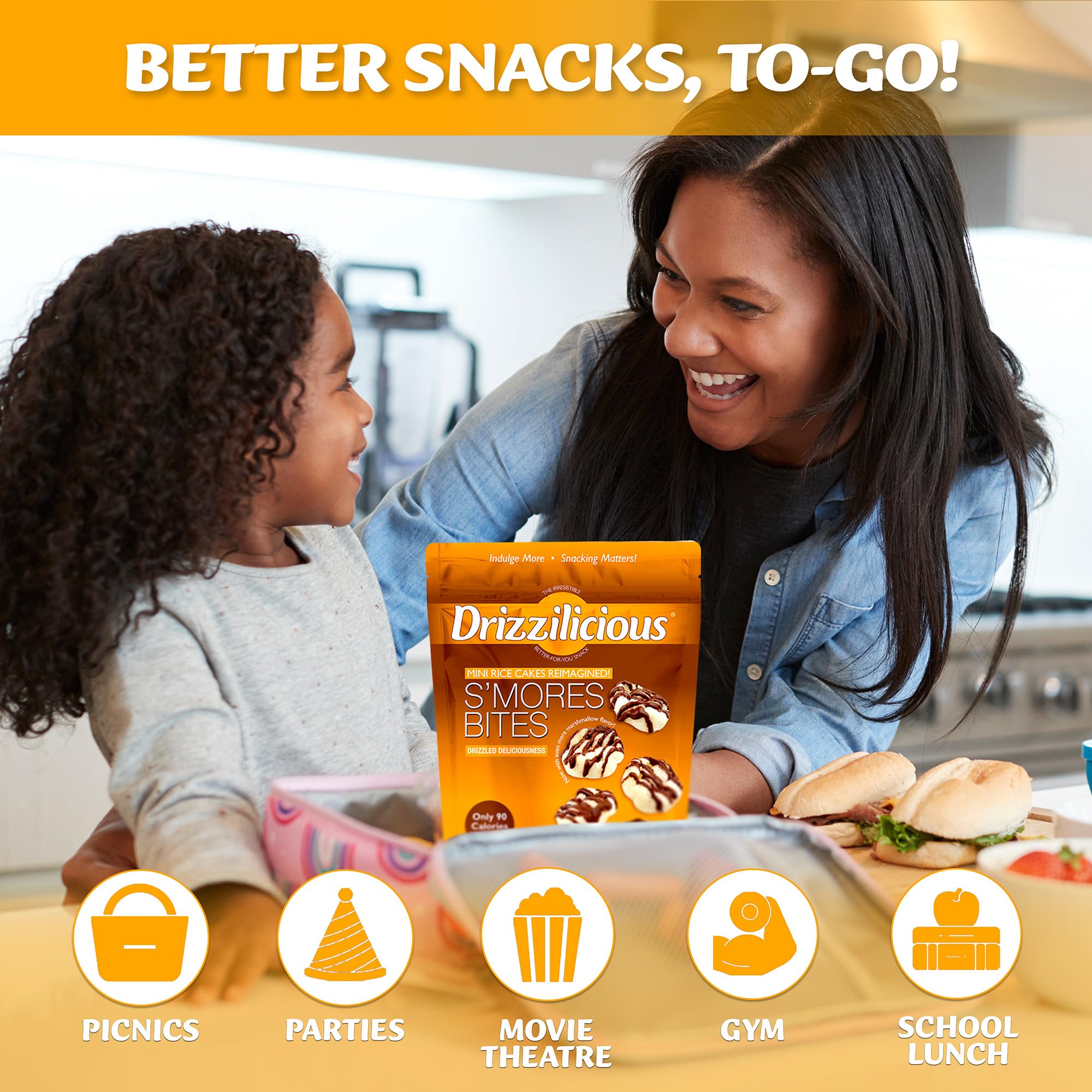 Drizzilicious Mini Flavored Rice Cakes - Rice Crisps, Healthy Snack for Adults and Kids, Vegan, Gluten Free Snack, 90 Calories Per 21 Pieces, S'mores & Cinnamon Swirl - 4 oz (Pack of 6)