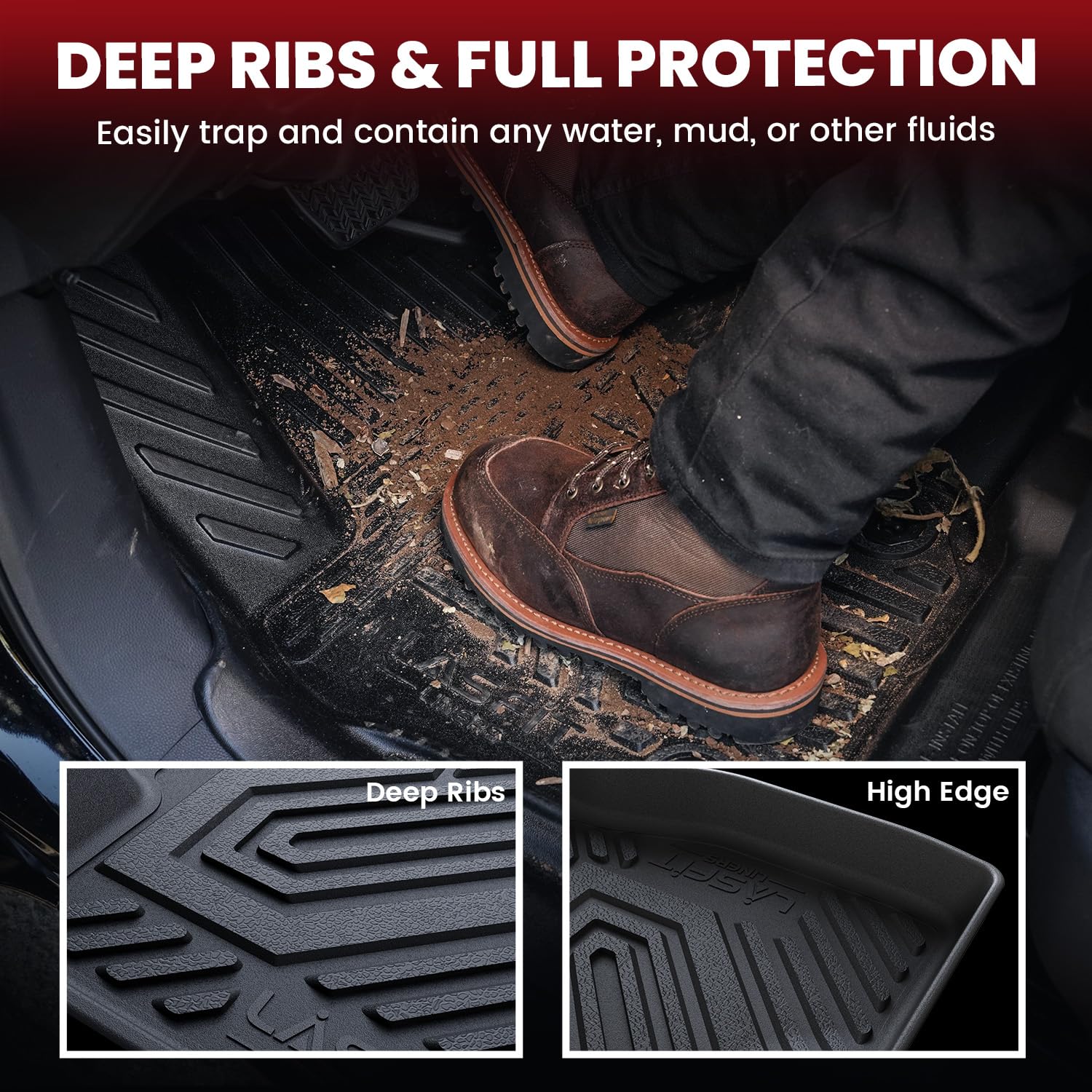 LASFIT Cargo Mat & Backrest Mats for Nissan Armada/Infiniti QX80 2019-2024, All Weather TPE Custom Fit Easy Clean Durable No-Curling Trunk Mat for Armada & QX80, Black