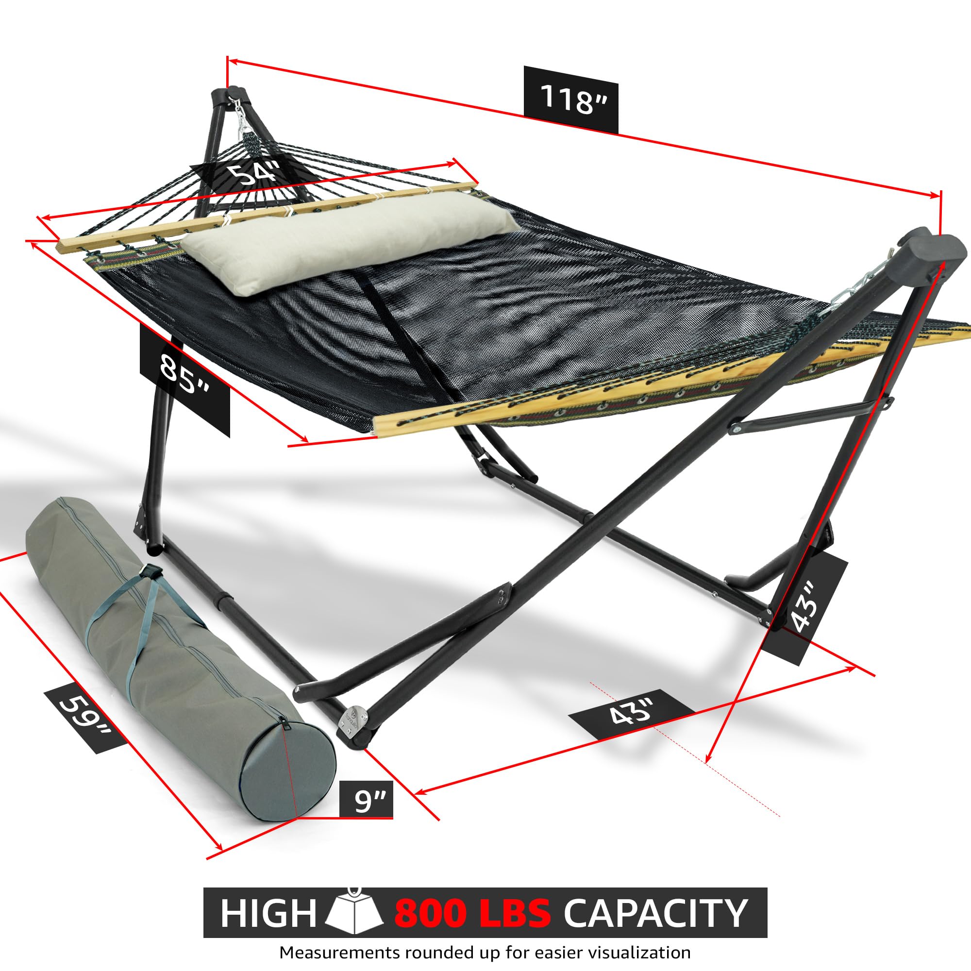 Tranquillo Unity Adjustable Hammock Stand, Hammocks Stands for The Garden, 800 lbs Capacity Steel Double Hammock Stand for 2 Persons, Premium Pre-Assembled Stand (Steel, Aegean)