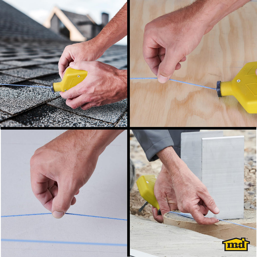 M-D Building Products 00805 ABS Tuff Line™ Contractor Chalk Reel, Durable and Reliable Chalk Line for Precision Marking, Ideal for Construction & Carpentry Projects (0.06 in. x 100 ft, Black)