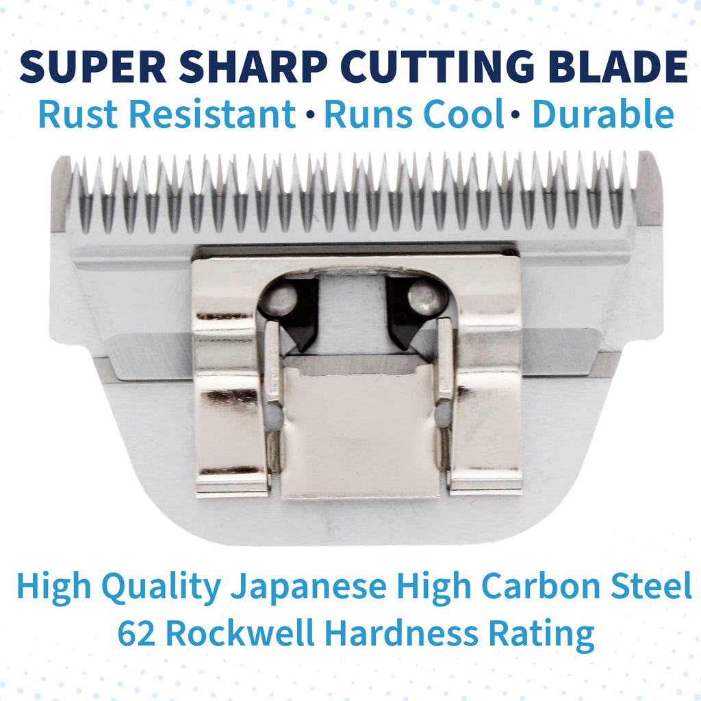 Detachable A Series Wide 10 Blade Dog Grooming Cut Length 3/32" - 2.4mm Japanese Carbonized Steel Wide Grooming Blades Compatible A5 Series Clippers for Dogs(10W)