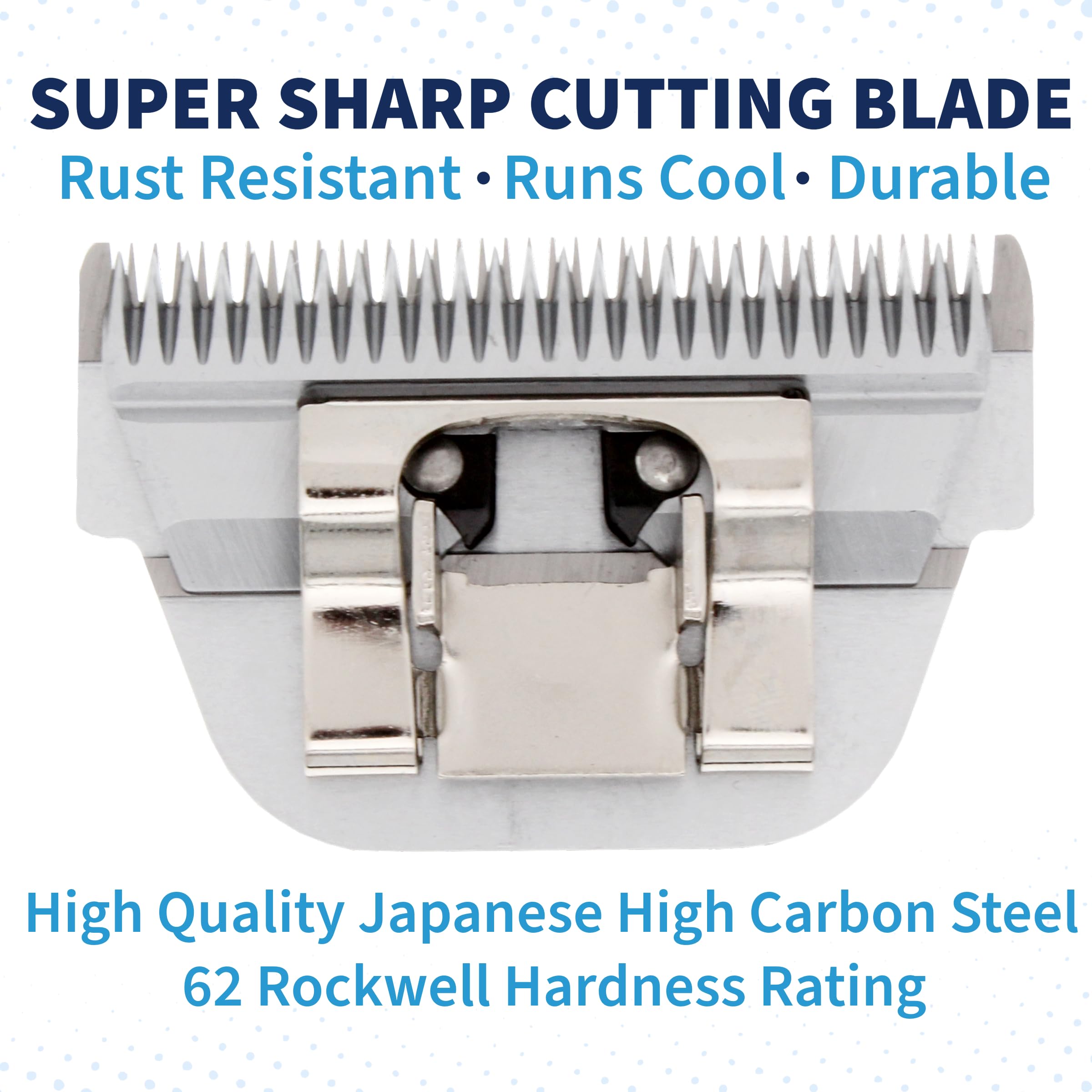 Detachable A Series Wide 10 Blade Dog Grooming Cut Length 3/32" - 2.4mm Japanese Carbonized Steel Wide Grooming Blades Compatible A5 Series Clippers for Dogs(10W)