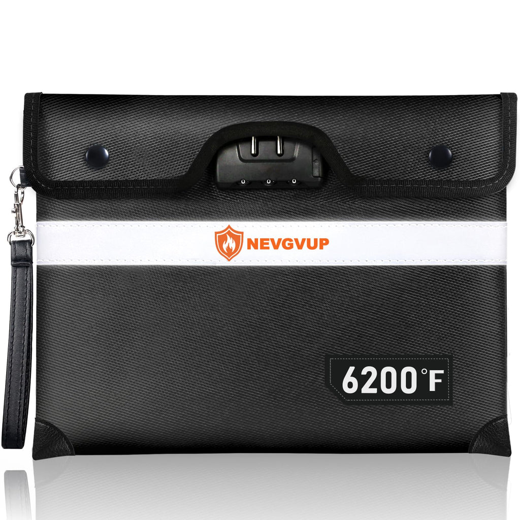 Fireproof Money Bag 4200°F - Heat Insulated, 9.8 x 6.5" Small Fireproof Document Bags with Waterproof Zipper, Fire proof Bag with Reflective Strip and Fireproofs Edeging, Fire Pouch Set for Valuables