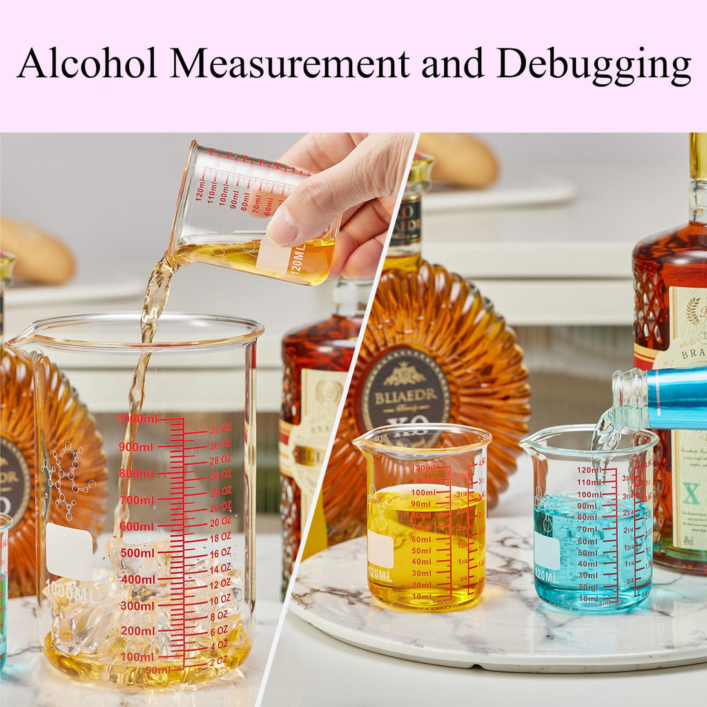 High Borosilicate Glass Measuring Cup-V-Shaped Spout，Glass Measuring Beaker for Kitchen or Restaurant, Easy to Read, 30 ML (1 Oz)-Pack of 2