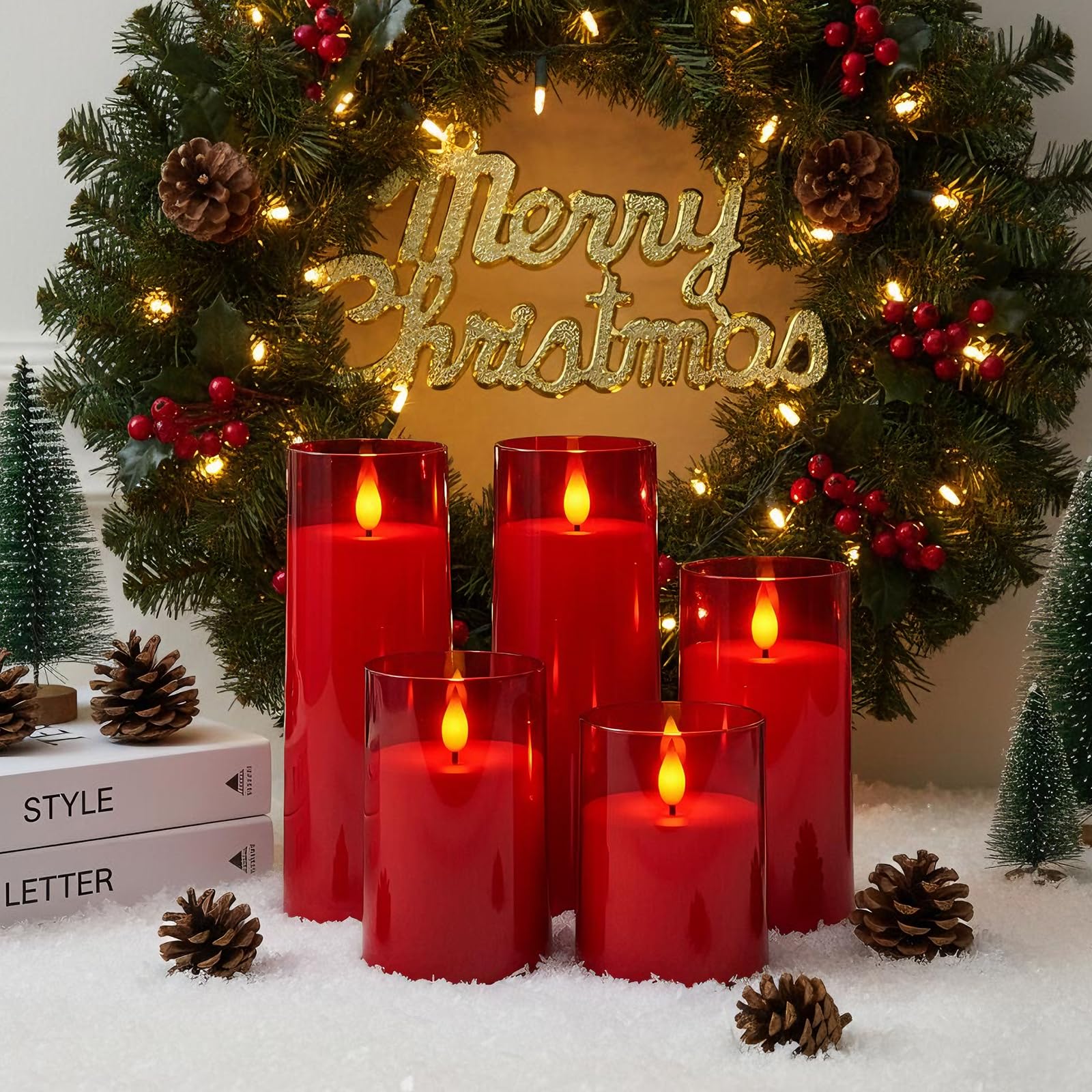 Raycare Flameless Candles Battery Operated with Remote Timer, Acrylic Flickering LED Pillar Candle for Christmas, Wedding, Home Decor, Gift for Family and Friend, White, Set of3