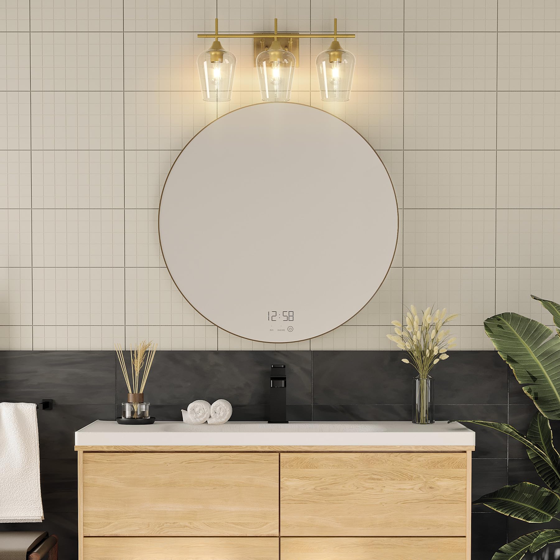 VONLUCE Bathroom Vanity Light, 2 Light Bathroom Light Fixture Over Mirror, Bathroom Wall Lamp with Clear Glass, Modern Brushed Nickel Vanity Lighting fixtures for Bathroom, Bedroom, Hallway