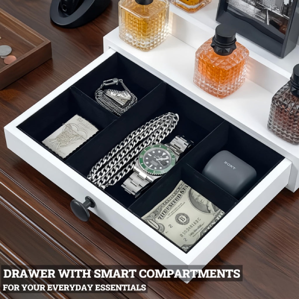 Wooden Cologne Organizer for Men 3 Tier | Black Perfume Holder Shelf for Dresser | High Grade Velvet Lining and Stylish Gift Box | Uncluttered Design Perfume Display Stand