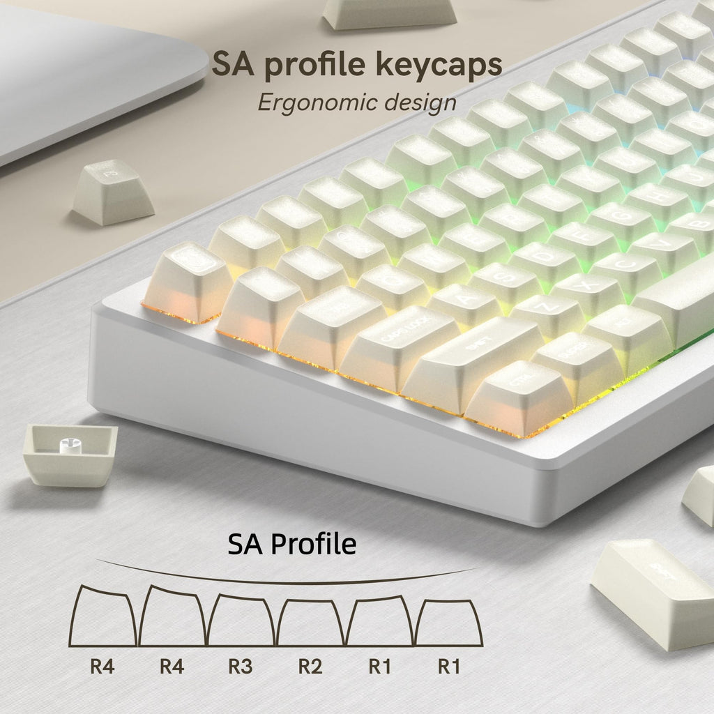 dagaladoo Black Topographic keycaps Double Shot PBT keycaps Shine Through Keyboard Keys Side Printed Key caps Cherry Profile Custom keycap Set for100%, 75%, 65%, 60% US Layout Mechanical Keyboard