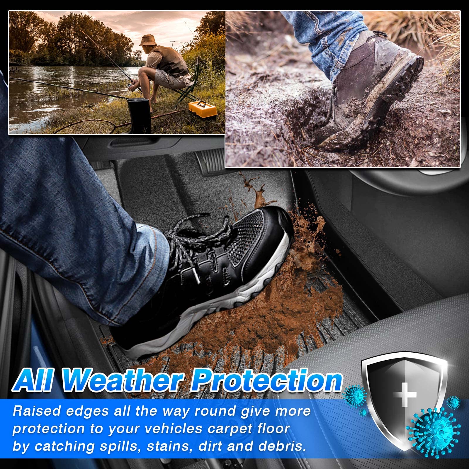 Cartist Floor Mats Compatible with Kia EV6 2022 2023 2024 2025 2026 Accessories All Weather Floor Liner Front & Rear 2 Rows Car Carpet Protection TPE Odorless