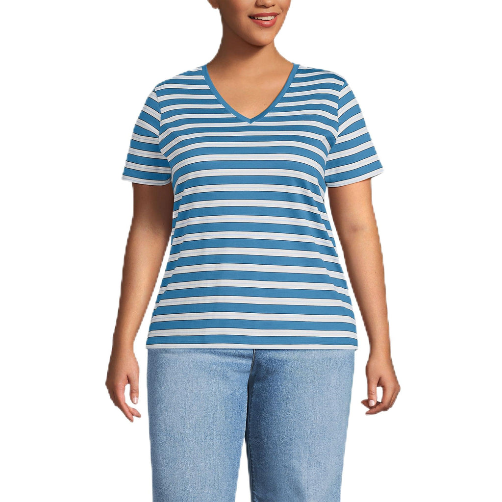 Lands' End Women's Relaxed American-Grown Supima Cotton V-Neck T-Shirt